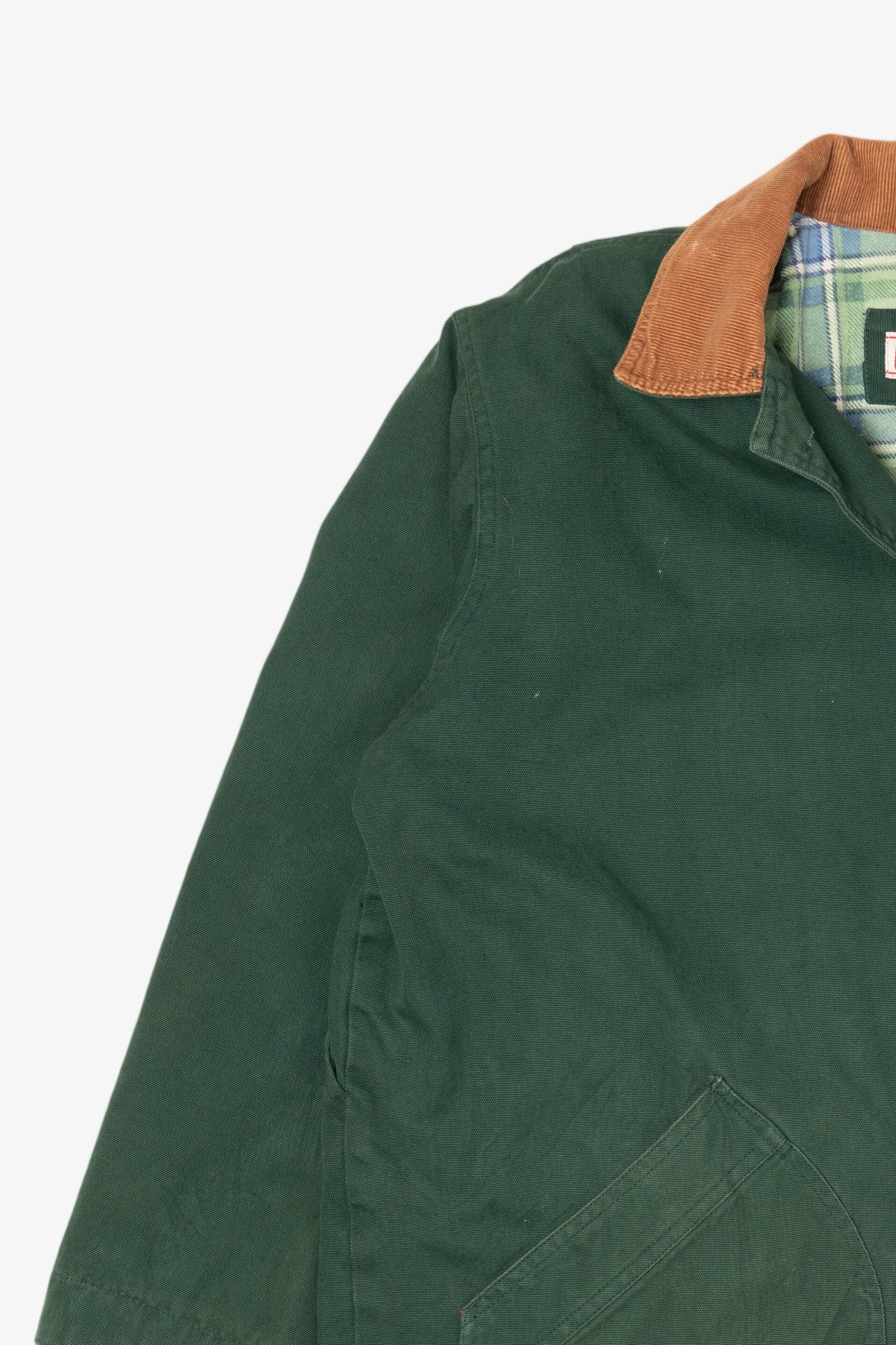Vintage Dark Green Faded Glory Plaid Lined Jacket (1990s)