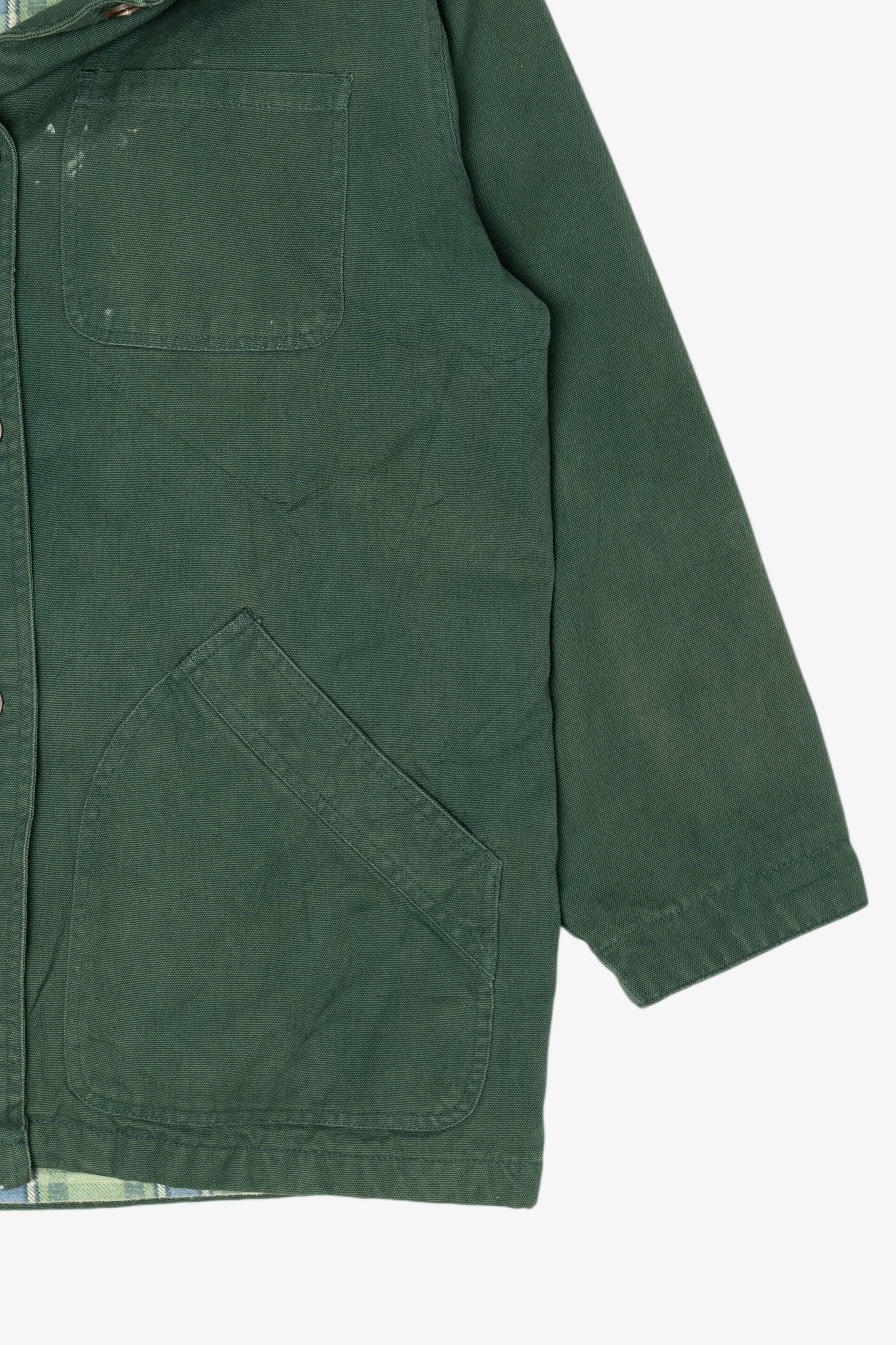 Vintage Dark Green Faded Glory Plaid Lined Jacket (1990s)