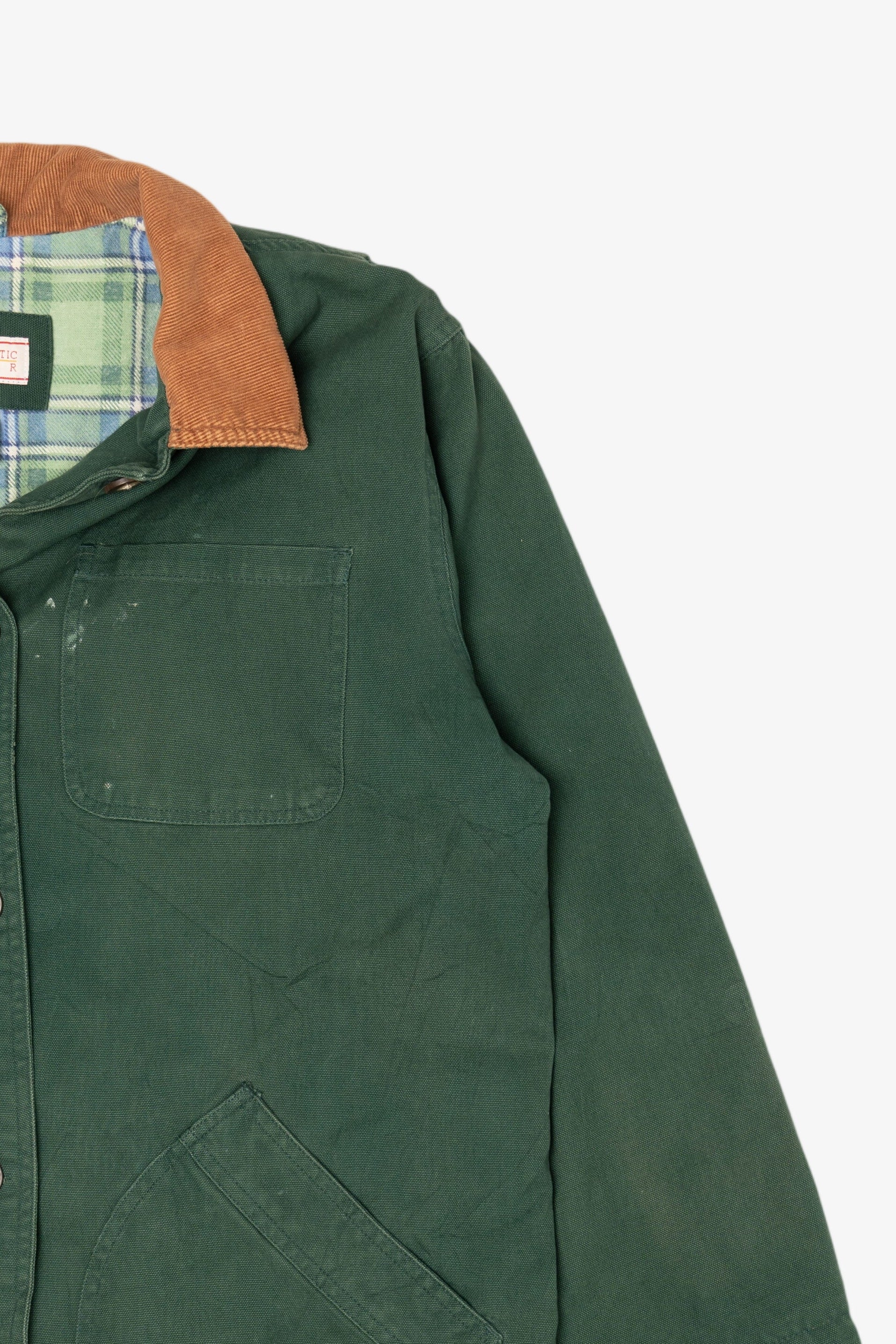 Vintage Dark Green Faded Glory Plaid Lined Jacket (1990s)
