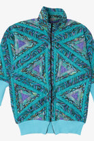 Vintage Blue Geometric Pattern Quilted Jacket (1980s)