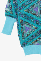Vintage Blue Geometric Pattern Quilted Jacket (1980s)