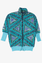 Vintage Blue Geometric Pattern Quilted Jacket (1980s)