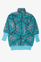 Vintage Blue Geometric Pattern Quilted Jacket (1980s)