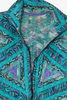 Vintage Blue Geometric Pattern Quilted Jacket (1980s)