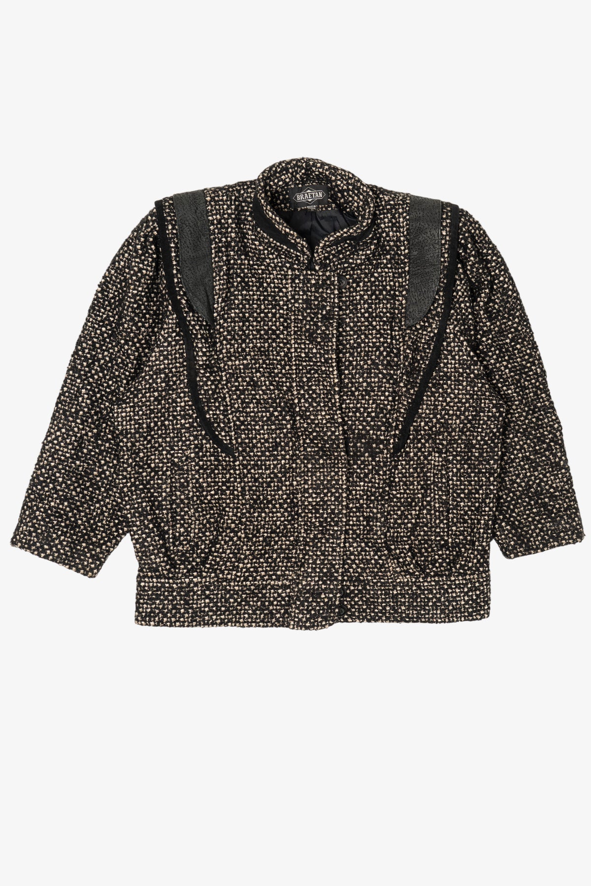 Vintage Braetan Tweed Leather Trimmed Jacket (1980s)