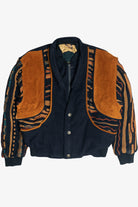 Vintage Roger Springfield's Leather And Coogi-Style Knit Patchwork Bomber Jacket (1980s)