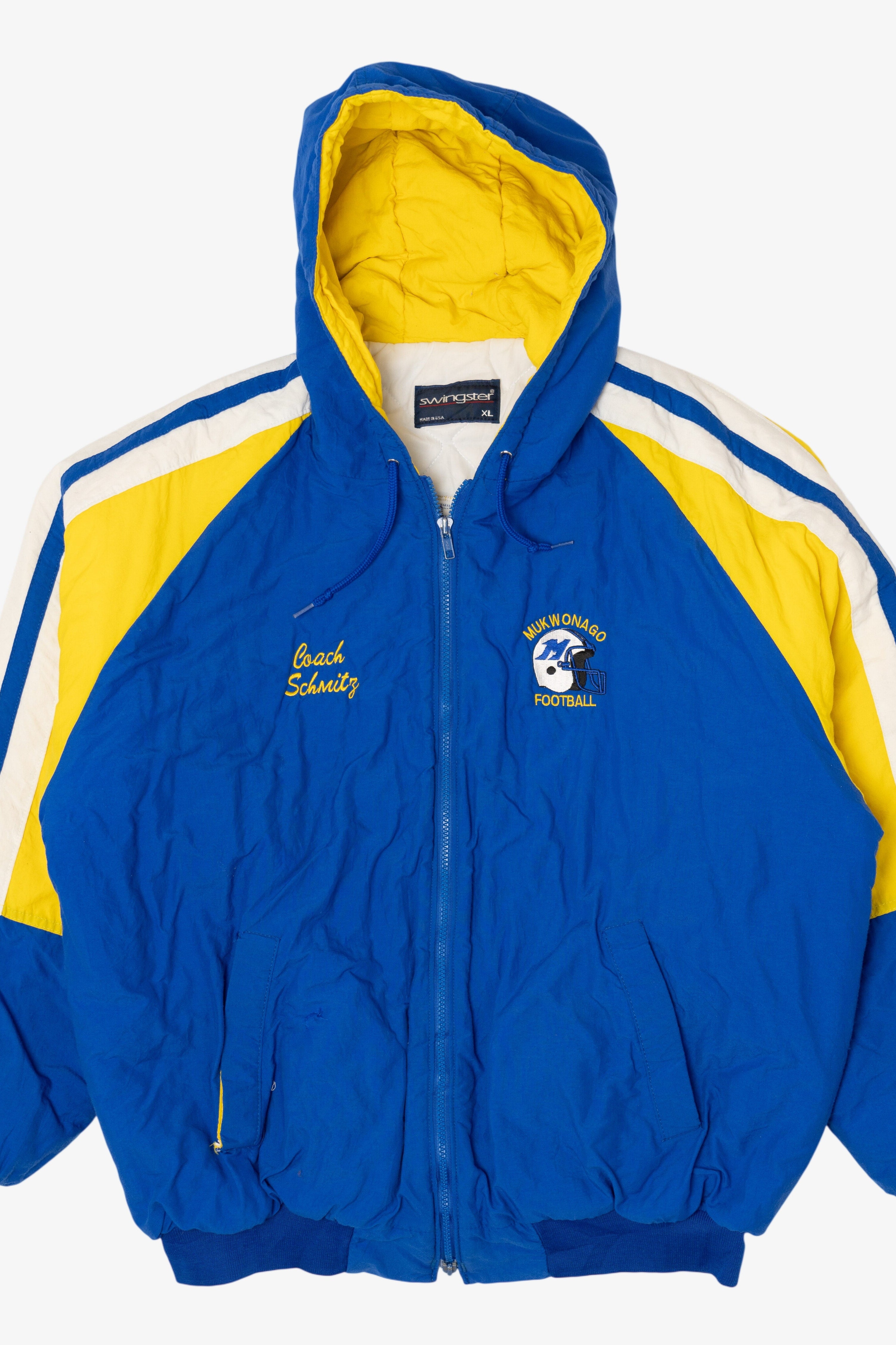 Vintage Blue Swingster Mukwonago Football Coach's Puffer Jacket (1990s)