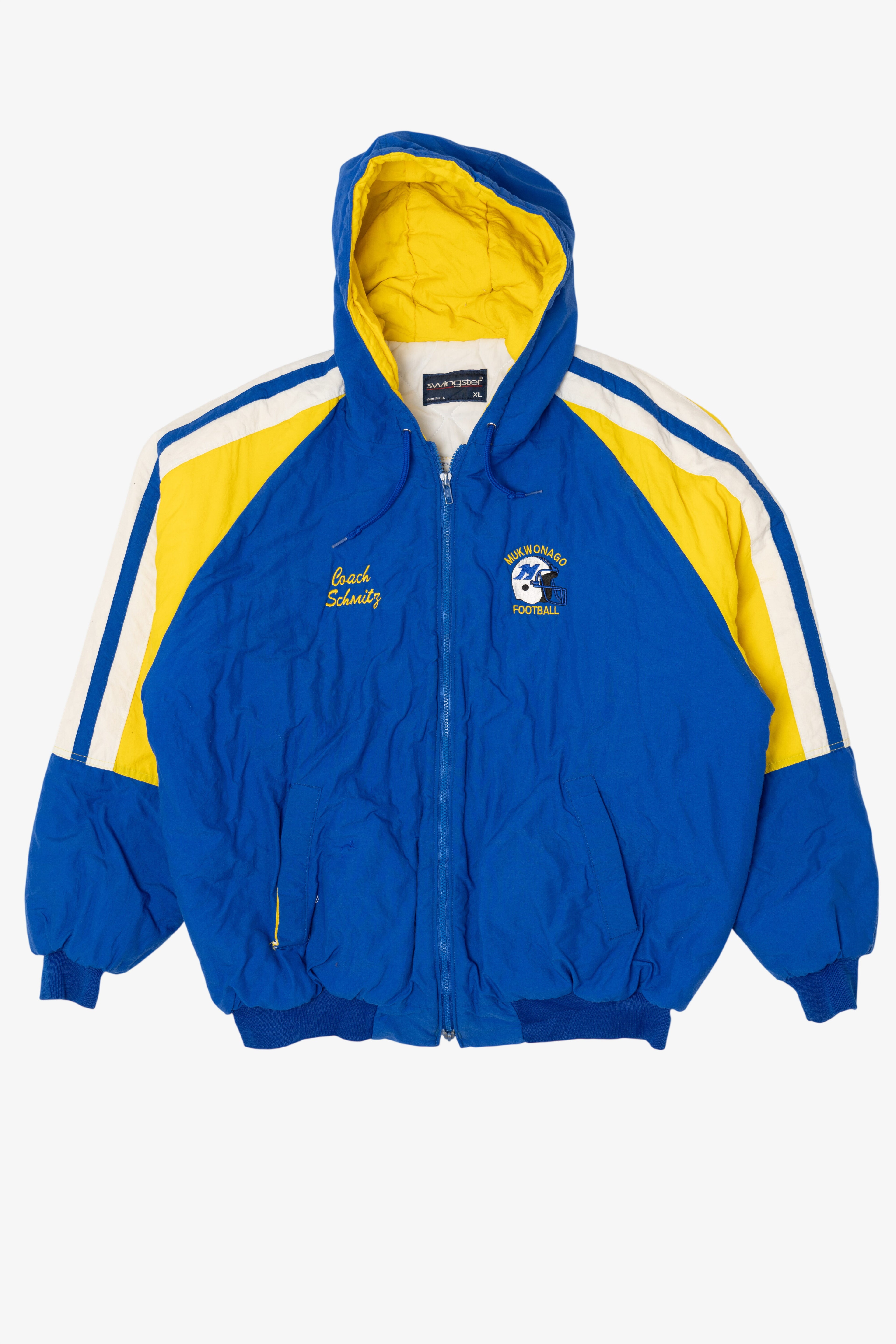 Vintage Blue Swingster Mukwonago Football Coach's Puffer Jacket (1990s)