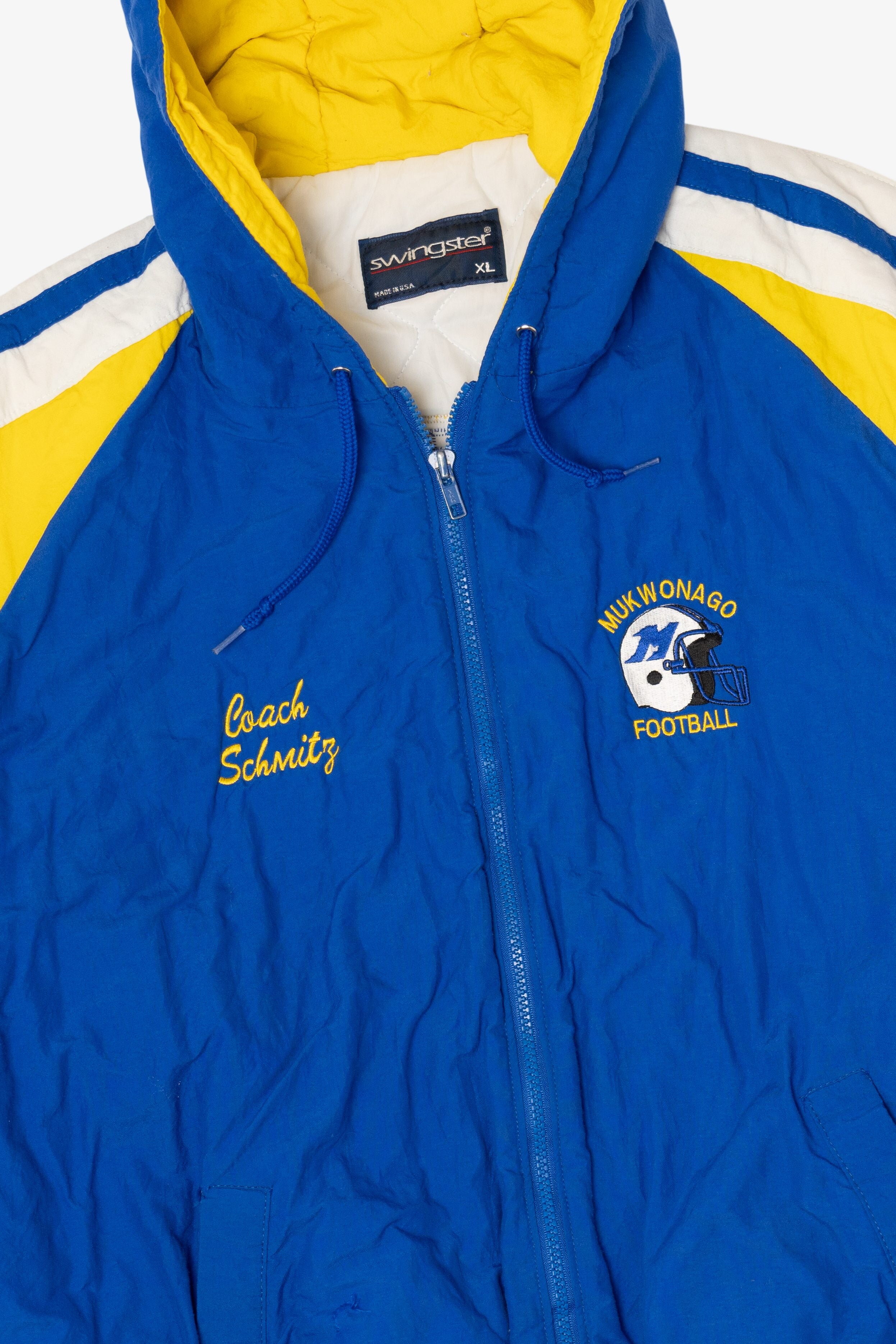 Vintage Blue Swingster Mukwonago Football Coach's Puffer Jacket (1990s)