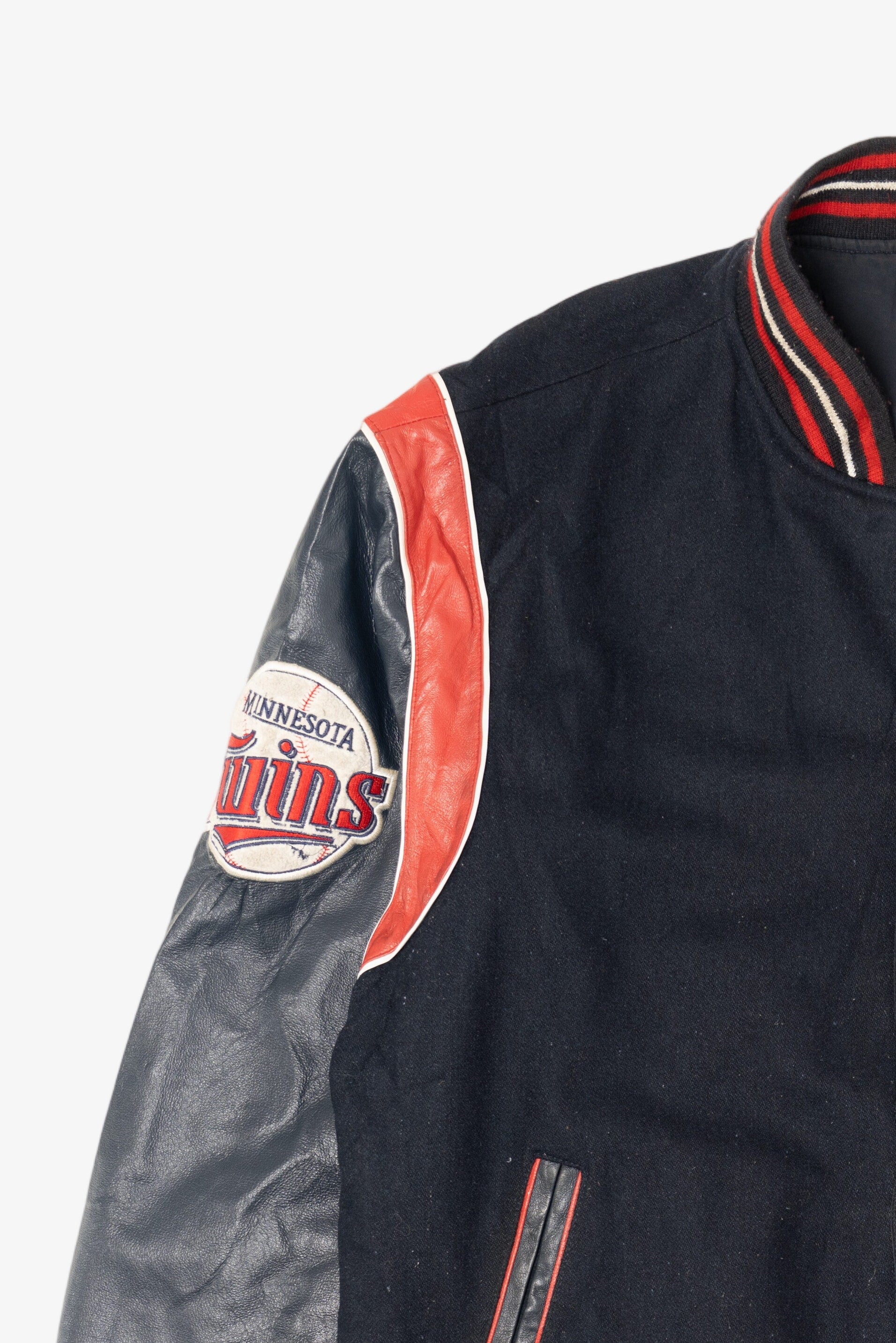 Vintage Minnesota Twins Chenille Patch Leather Sleeve Varsity Jacket (1990s)