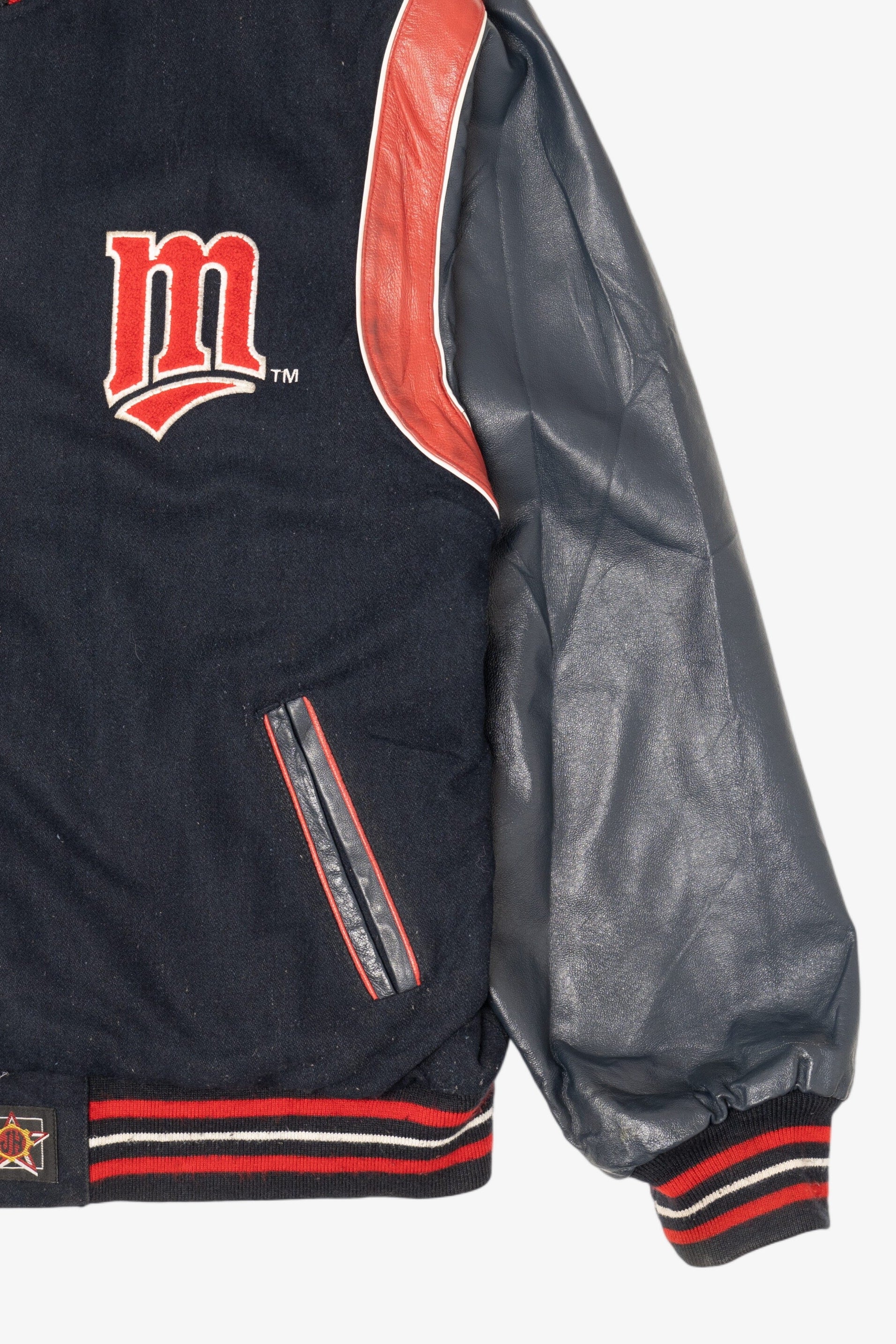 Vintage Minnesota Twins Chenille Patch Leather Sleeve Varsity Jacket (1990s)