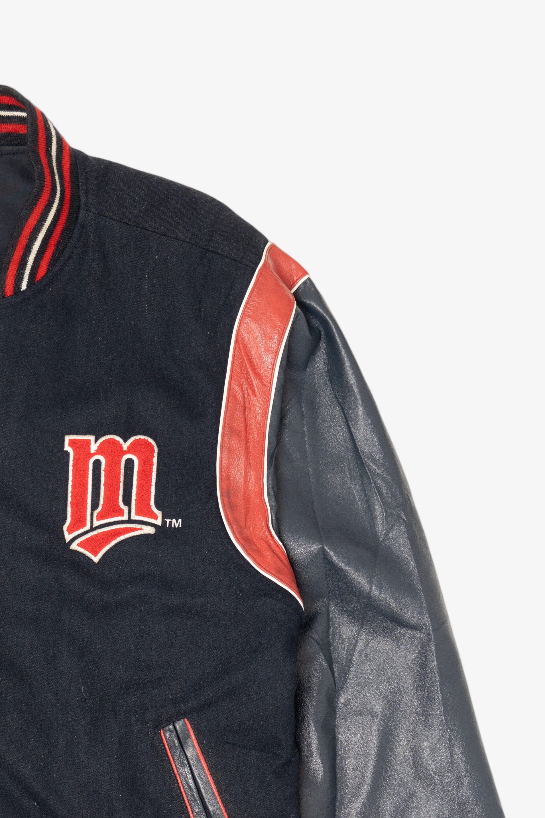Vintage Minnesota Twins Chenille Patch Leather Sleeve Varsity Jacket (1990s)