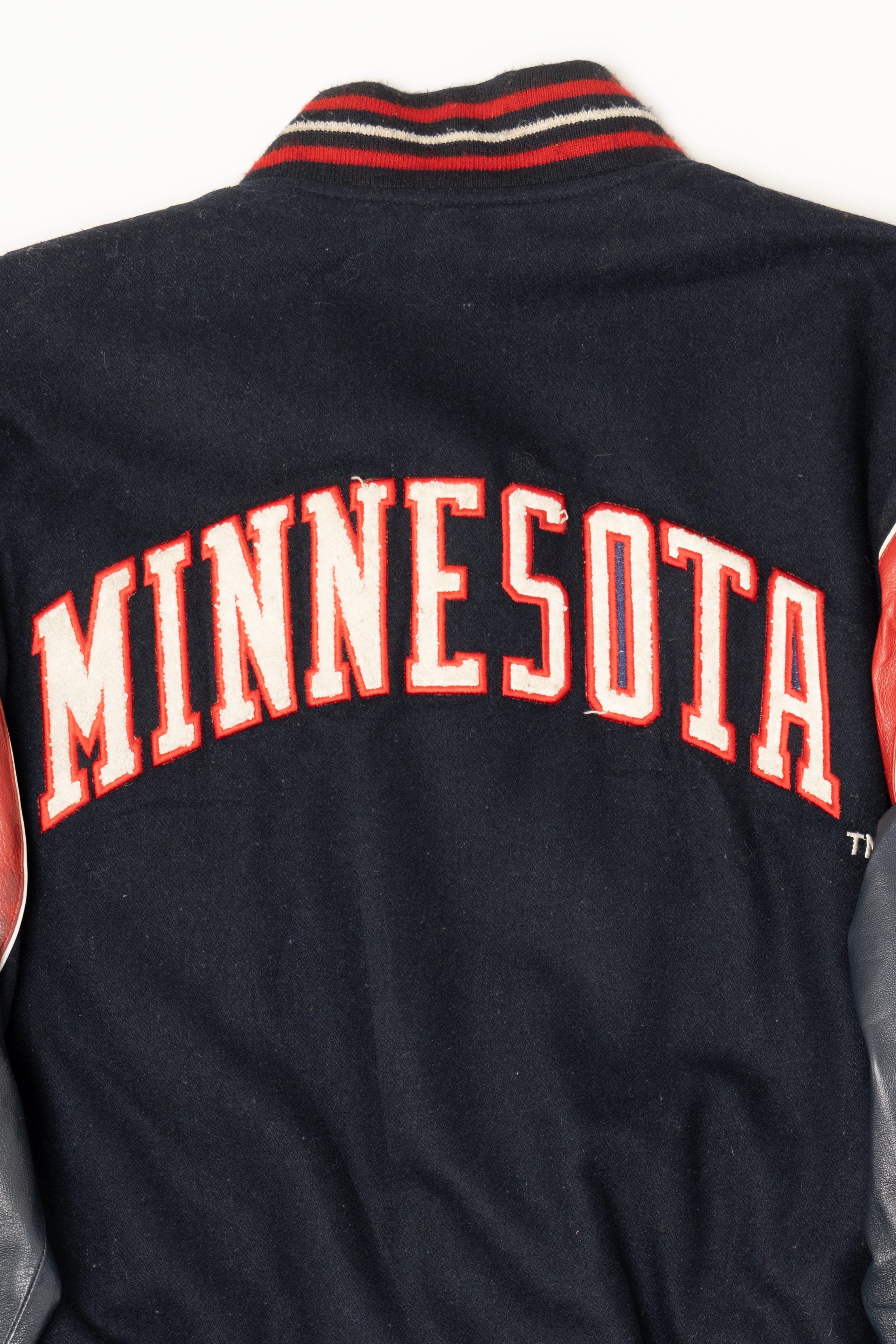 Vintage Minnesota Twins Chenille Patch Leather Sleeve Varsity Jacket (1990s)