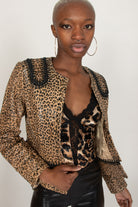 Studded Leopard Print Leather Jacket
