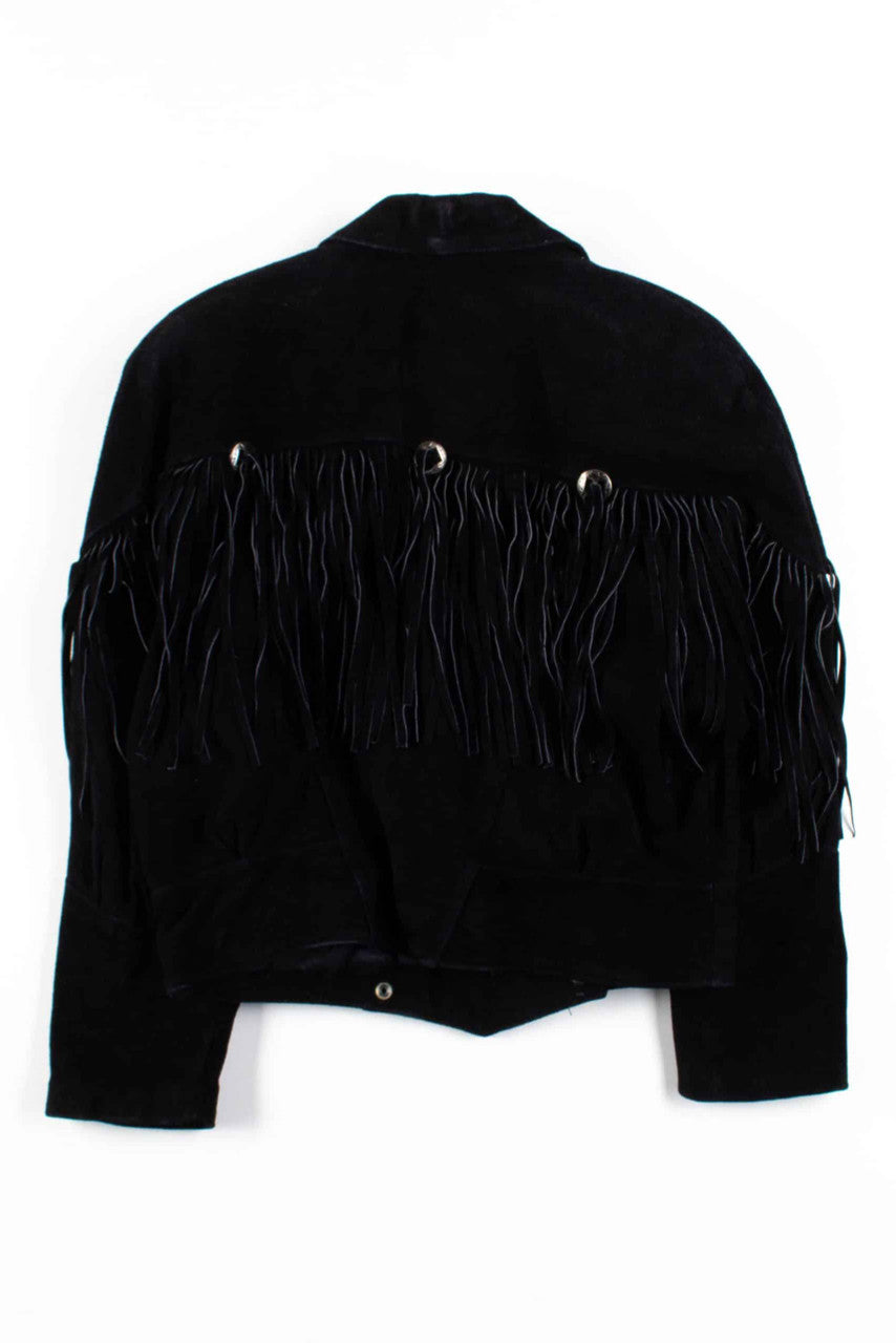 Black Suede Fringe Leather Jacket