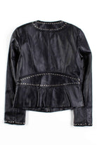 Black Studded Snake Zipper Leather Jacket