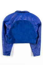 Blue Suede Leather Cropped Jacket