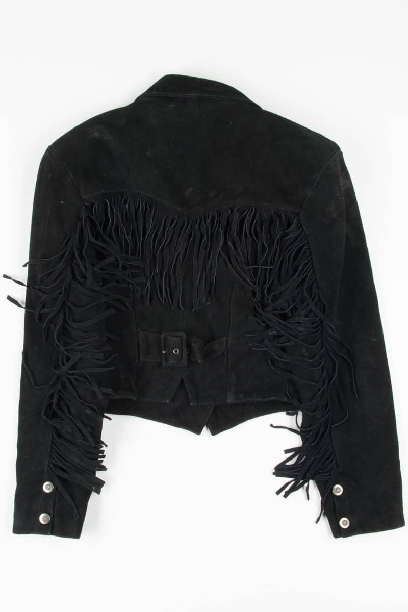 Black Suede Fringe Leather Blazer