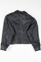 Black Rope Trim Double Button Leather Blazer