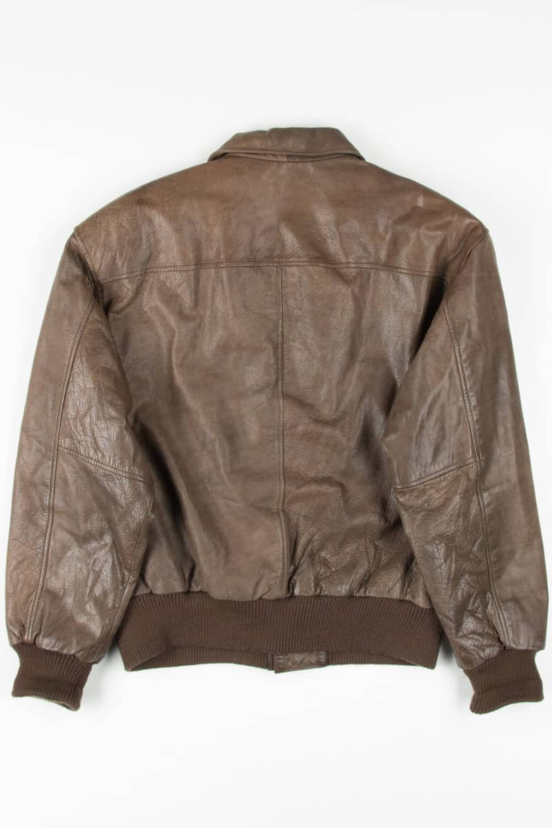 Brown Leather Bomber Jacket 1