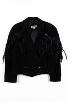 Black Suede Fringe Leather Jacket