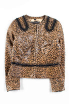 Studded Leopard Print Leather Jacket
