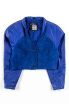 Blue Suede Leather Cropped Jacket