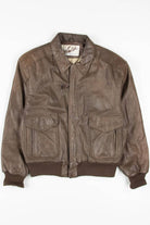 Brown Leather Bomber Jacket 1