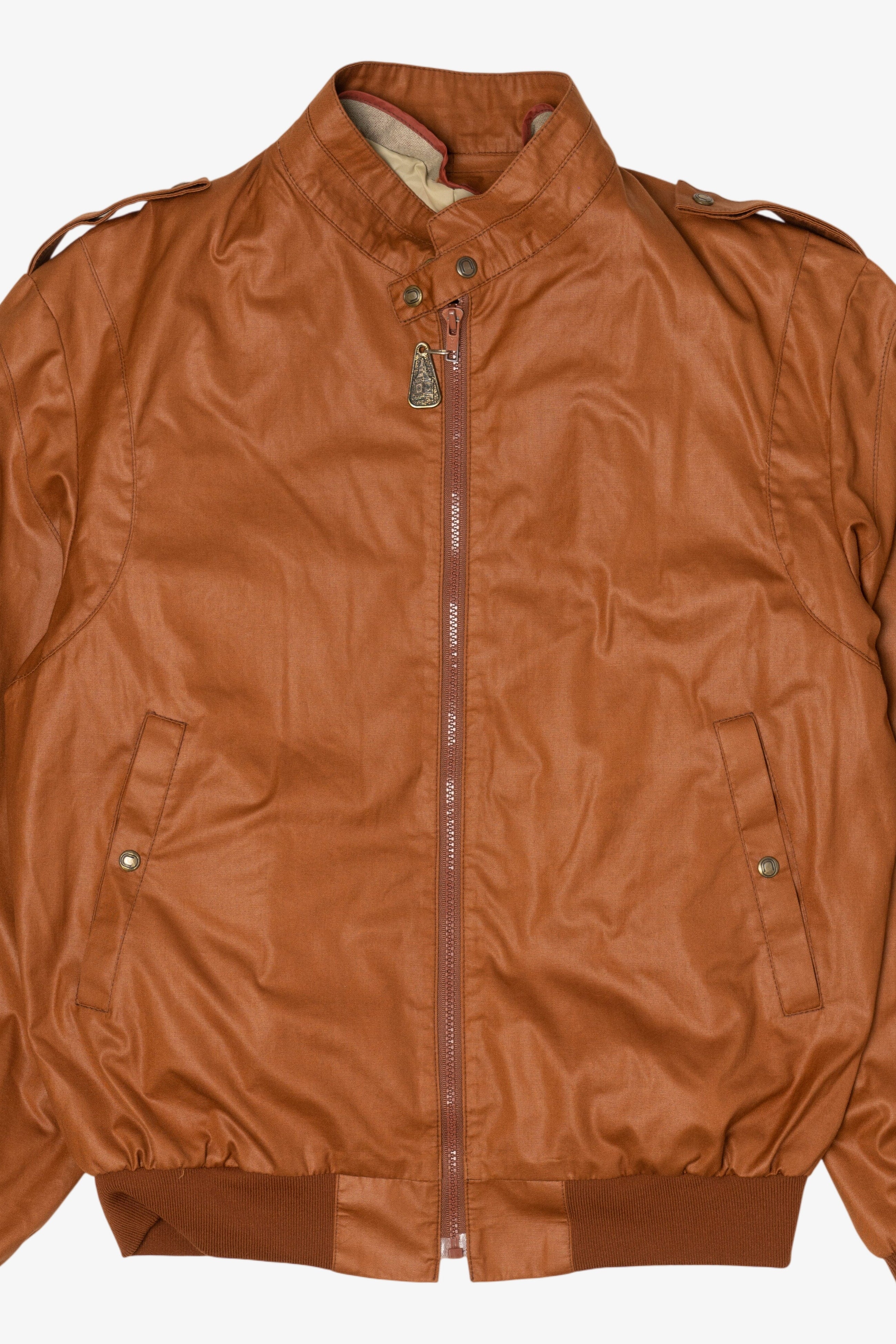 Vintage London Fog Brown Leather Bomber Jacket (1980s)