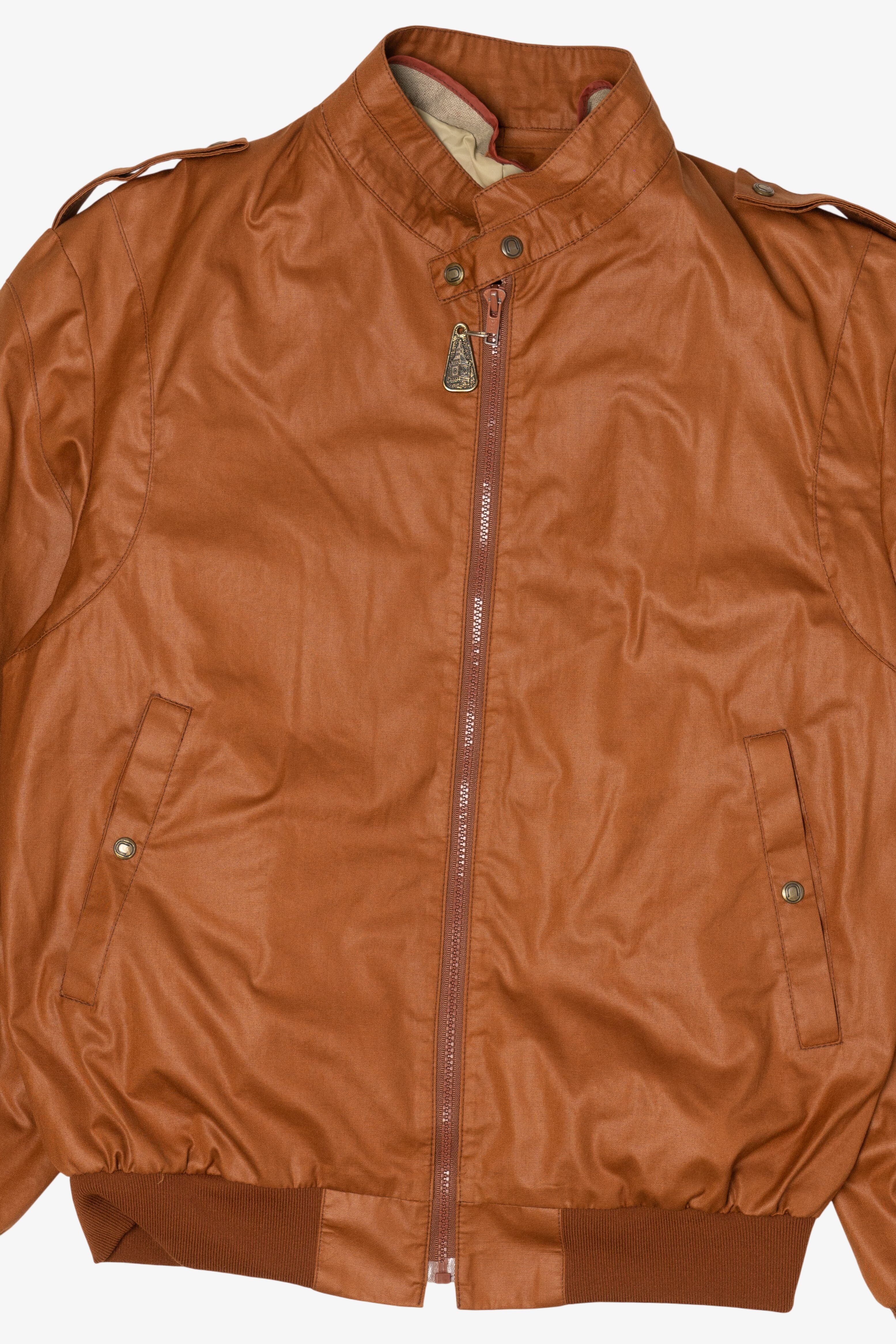 Vintage London Fog Brown Leather Bomber Jacket (1980s)