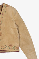 Vintage Patricia Wolf Hand Beige Suede Painted Leather Jacket (1990s)