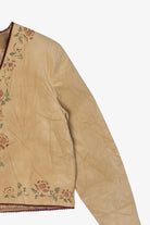 Vintage Patricia Wolf Hand Beige Suede Painted Leather Jacket (1990s)