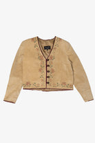 Vintage Patricia Wolf Hand Beige Suede Painted Leather Jacket (1990s)