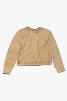 Vintage Patricia Wolf Hand Beige Suede Painted Leather Jacket (1990s)