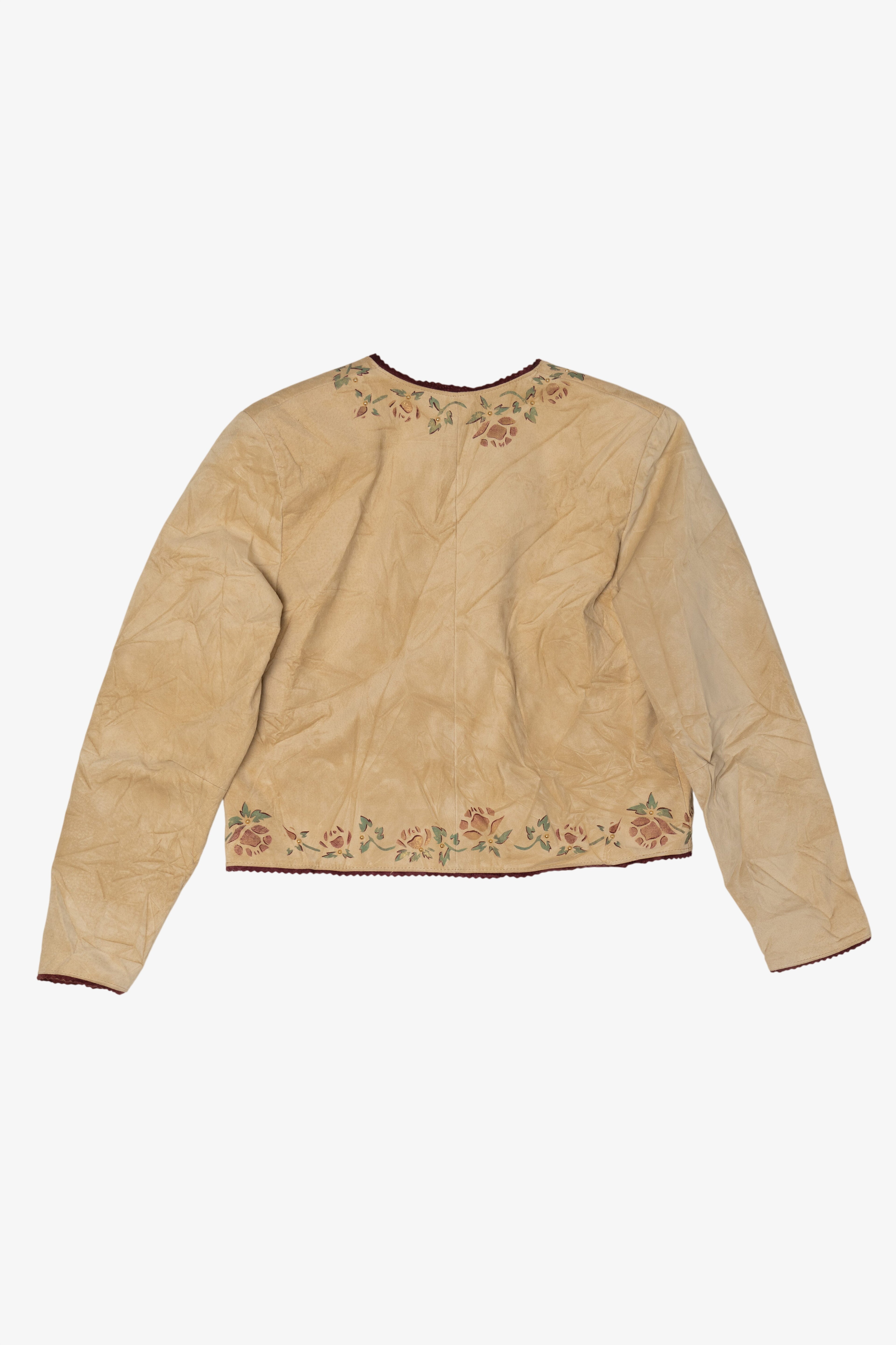 Vintage Patricia Wolf Hand Beige Suede Painted Leather Jacket (1990s)