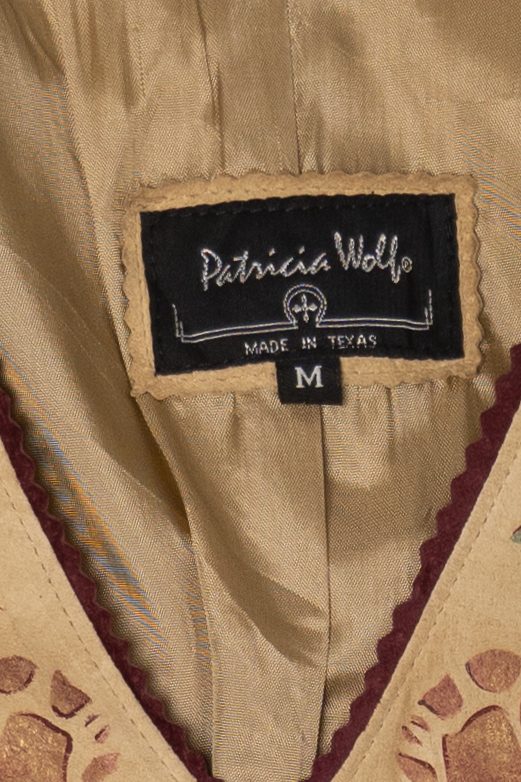 Vintage Patricia Wolf Hand Beige Suede Painted Leather Jacket (1990s)