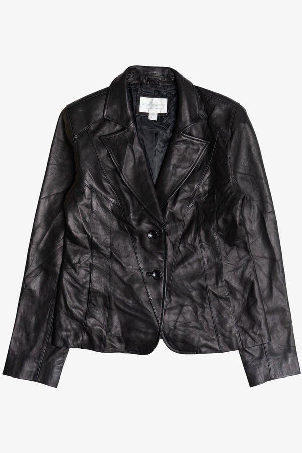 Vintage Worthington Genuine Lambskin Black Leather Blazer (2000s)