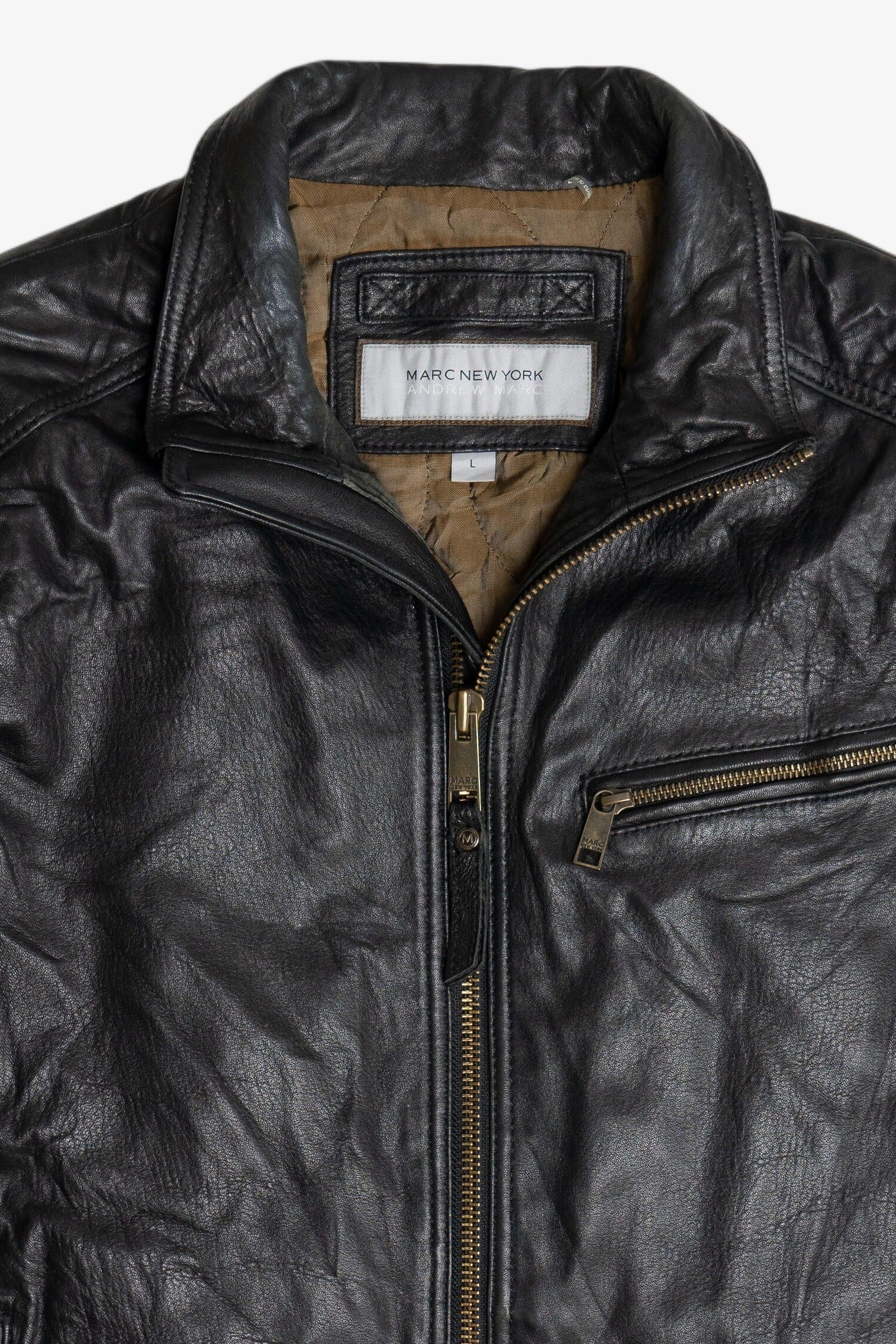 Vintage Andrew Marc Lined Leather Motorcycle Jacket (2000s)