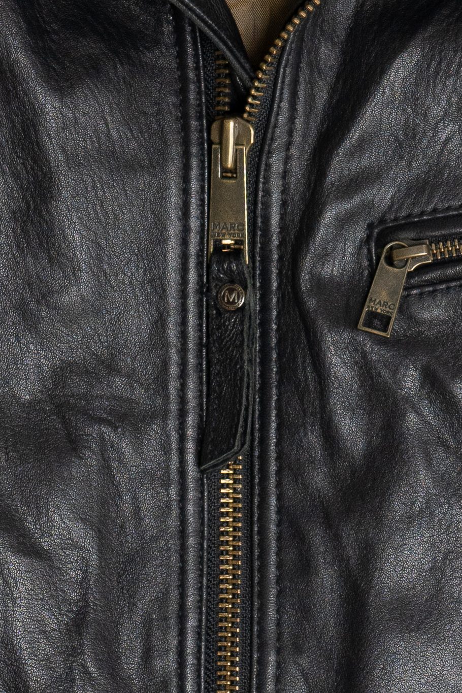 Vintage Andrew Marc Lined Leather Motorcycle Jacket (2000s)