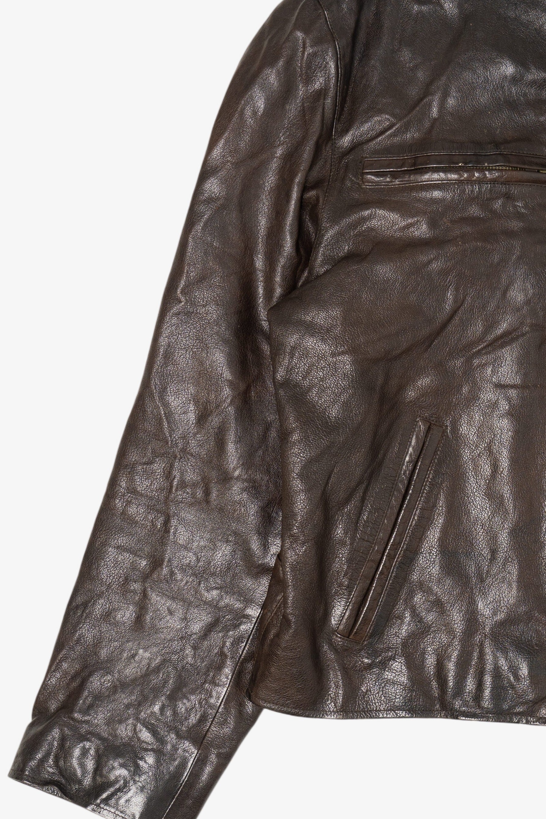 Vintage Dark Brown Banana Republic Leather Racer Jacket (1990s)