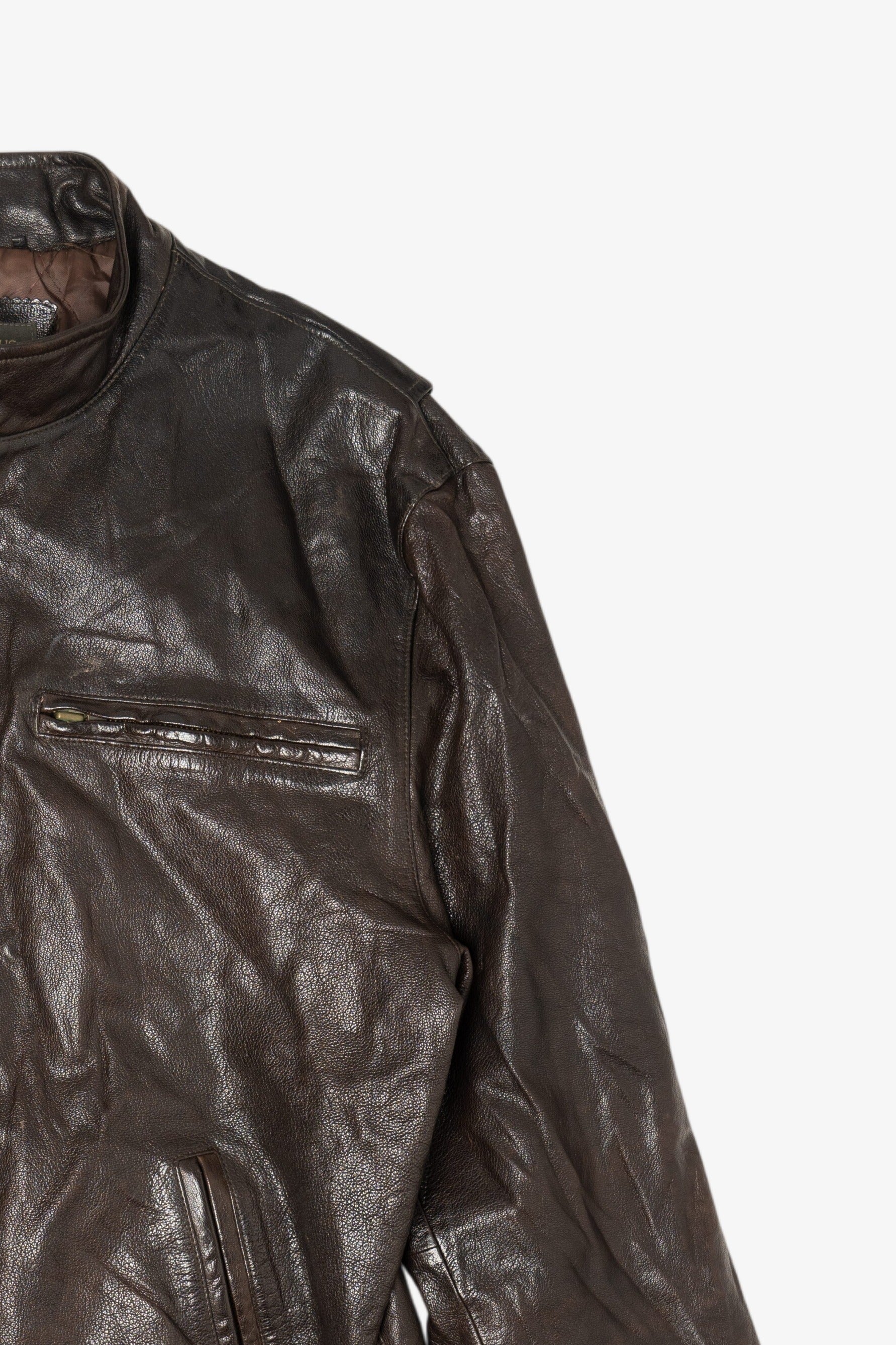 Vintage Dark Brown Banana Republic Leather Racer Jacket (1990s)