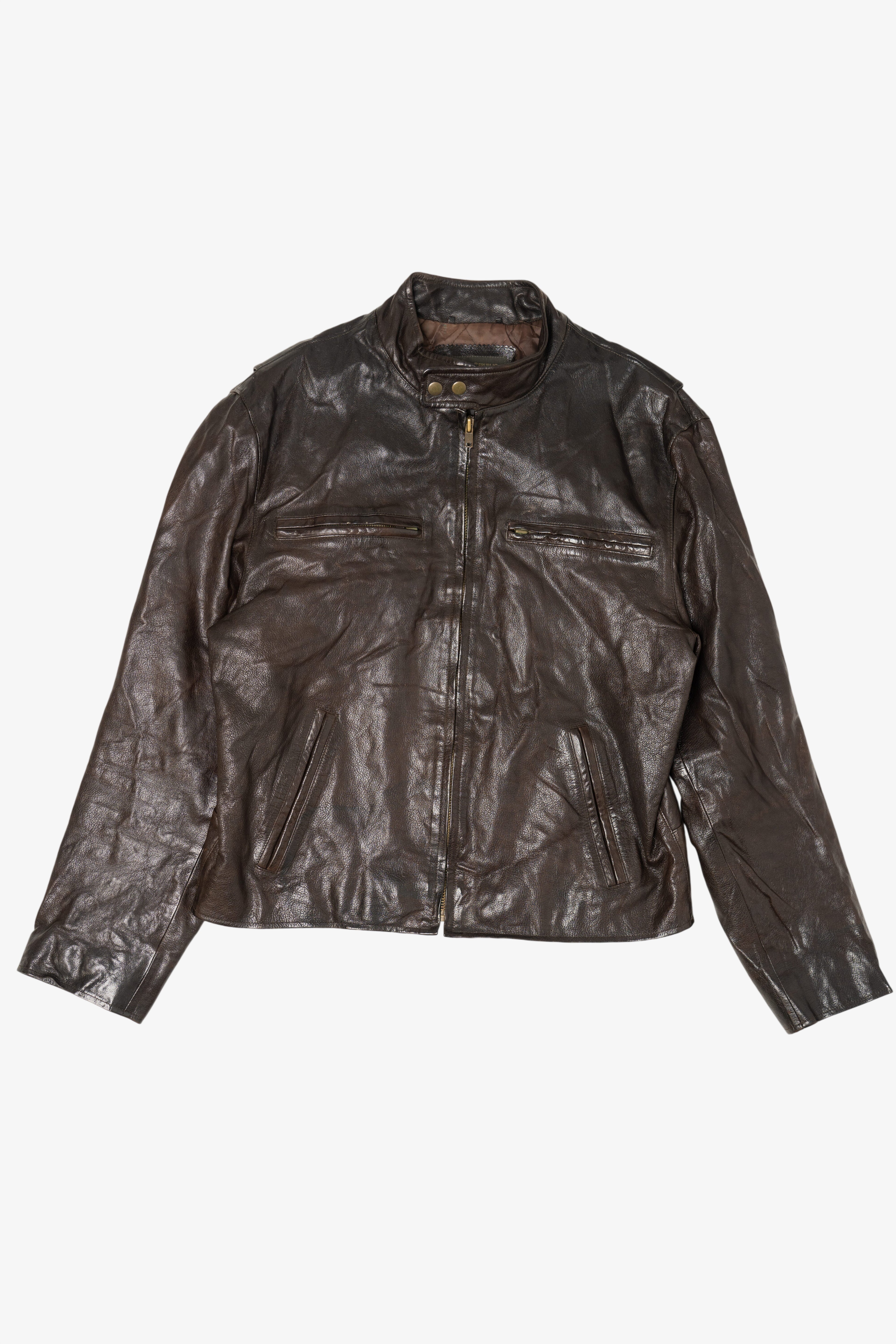 Vintage Dark Brown Banana Republic Leather Racer Jacket (1990s)