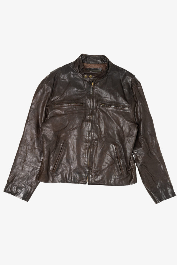 Vintage Dark Brown Banana Republic Leather Racer Jacket (1990s)