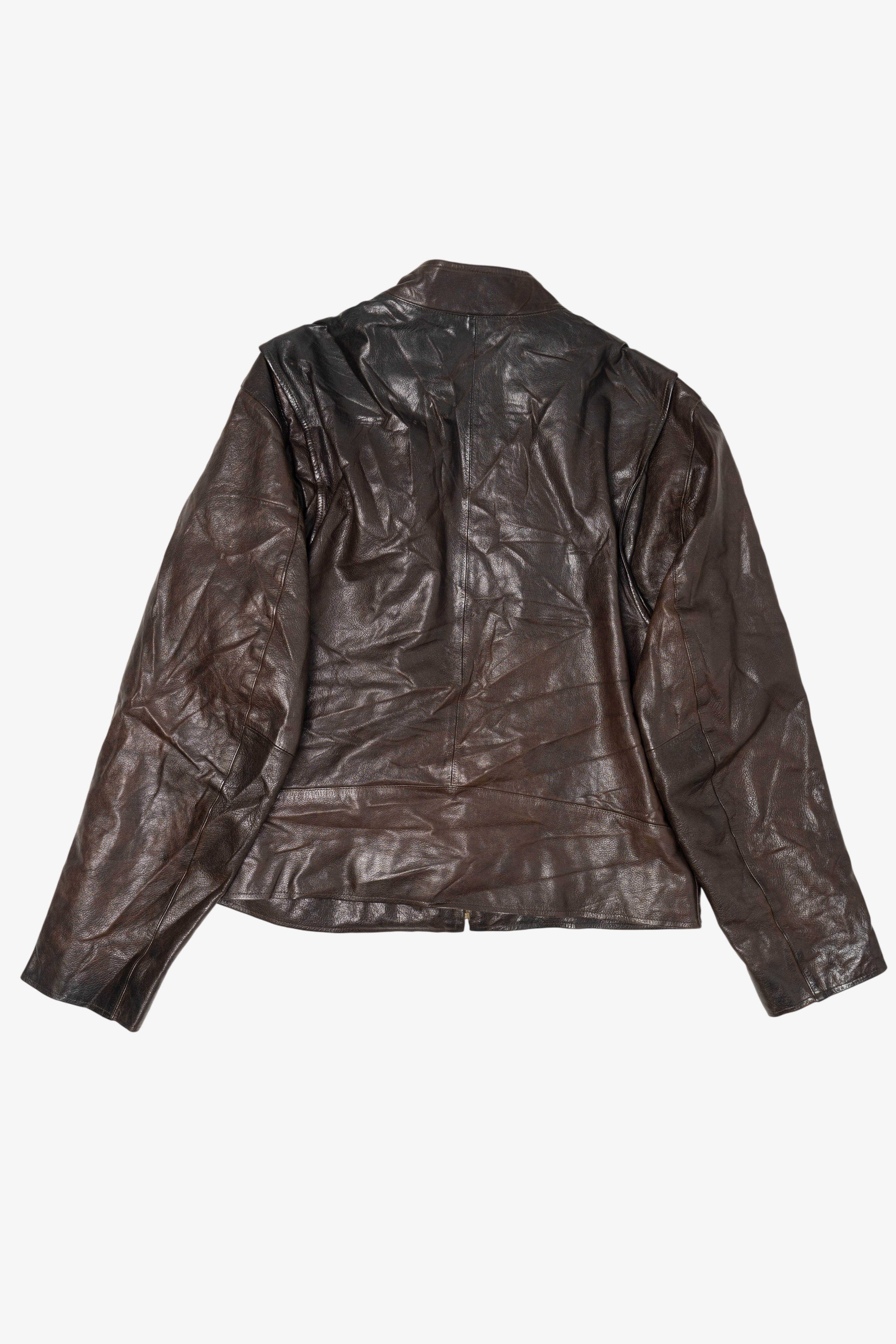 Vintage Dark Brown Banana Republic Leather Racer Jacket (1990s
