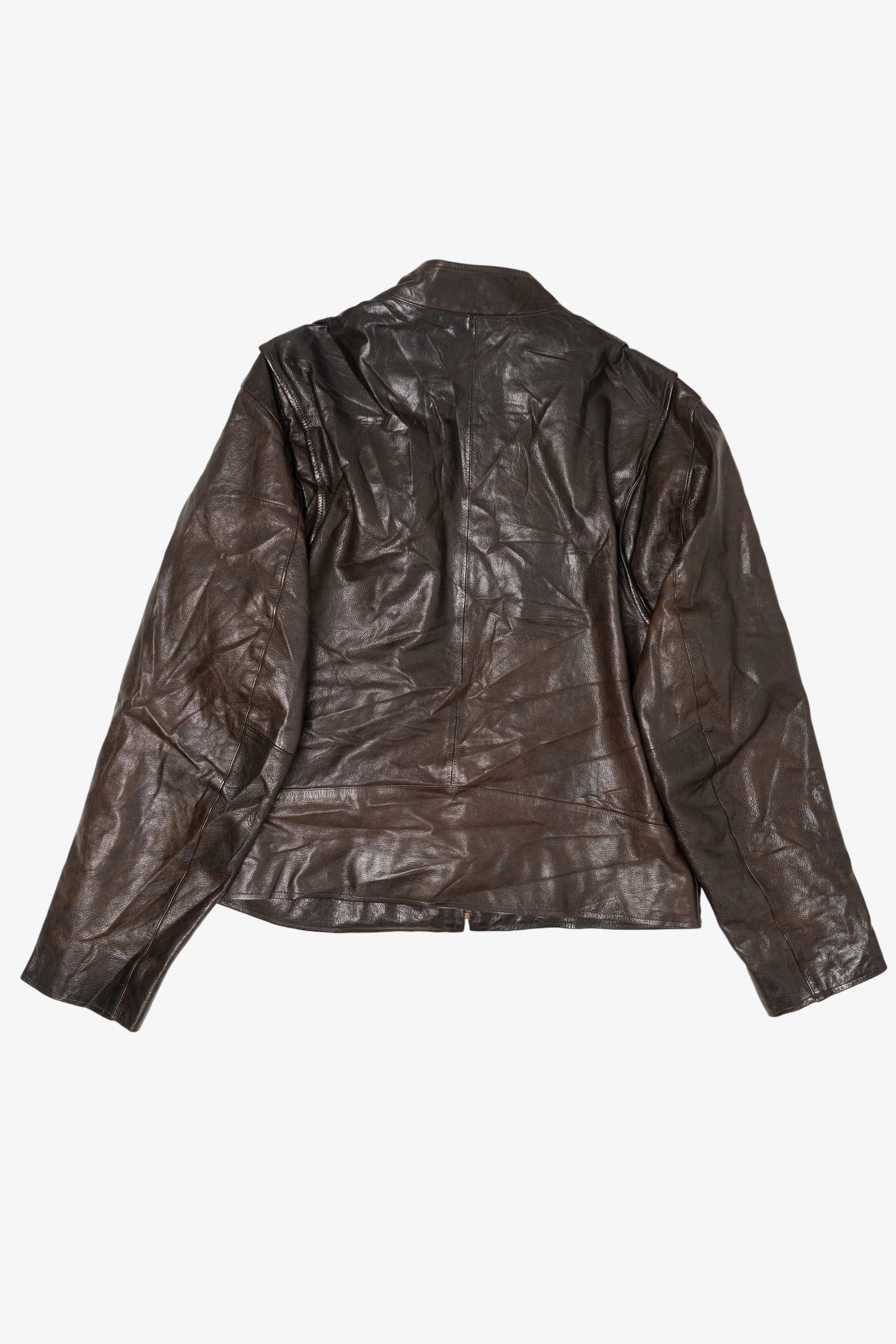 Vintage Dark Brown Banana Republic Leather Racer Jacket (1990s)
