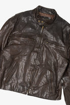 Vintage Dark Brown Banana Republic Leather Racer Jacket (1990s)