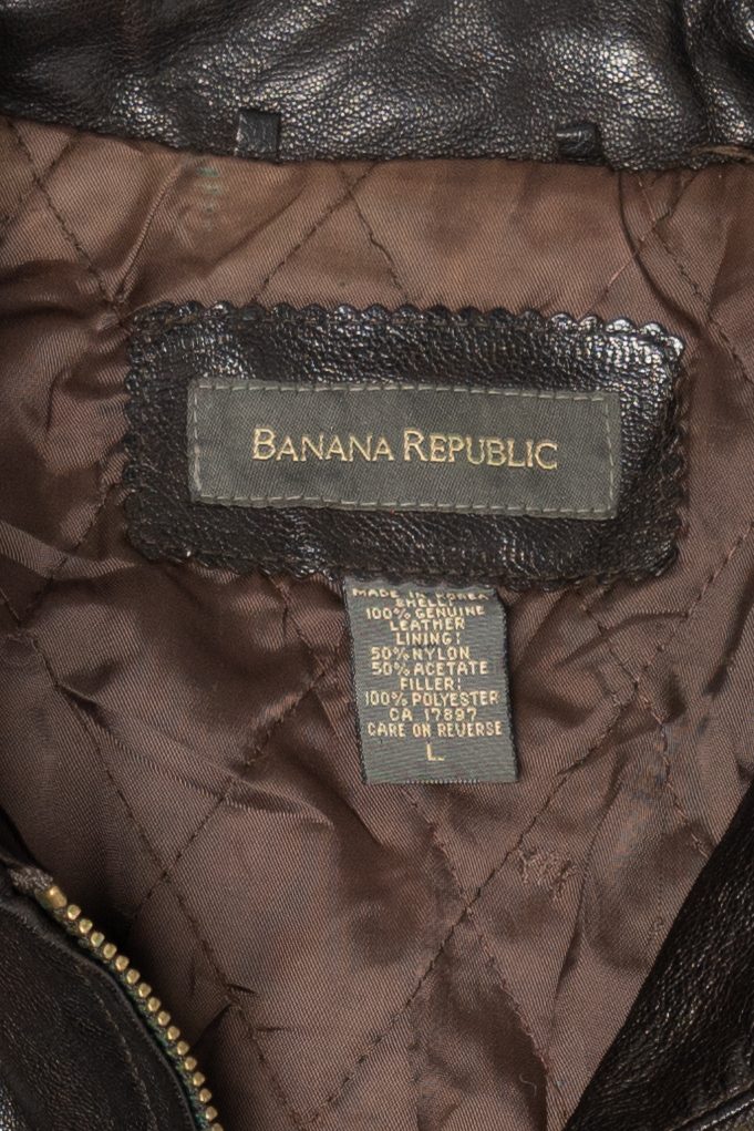 Vintage Dark Brown Banana Republic Leather Racer Jacket (1990s)