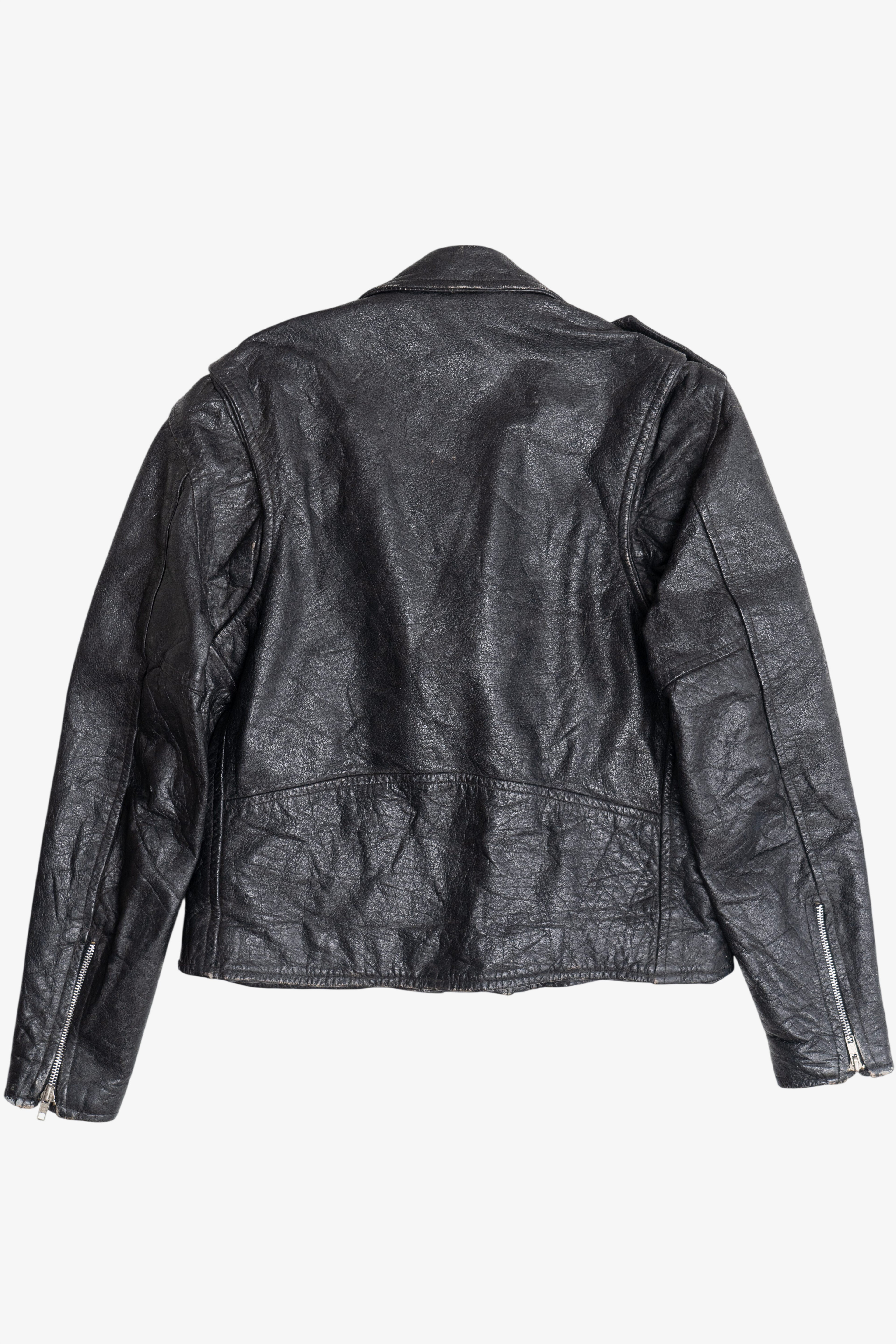 Vintage Unik International Inc. Distressed Leather Motorcycle Jacket (1990s)