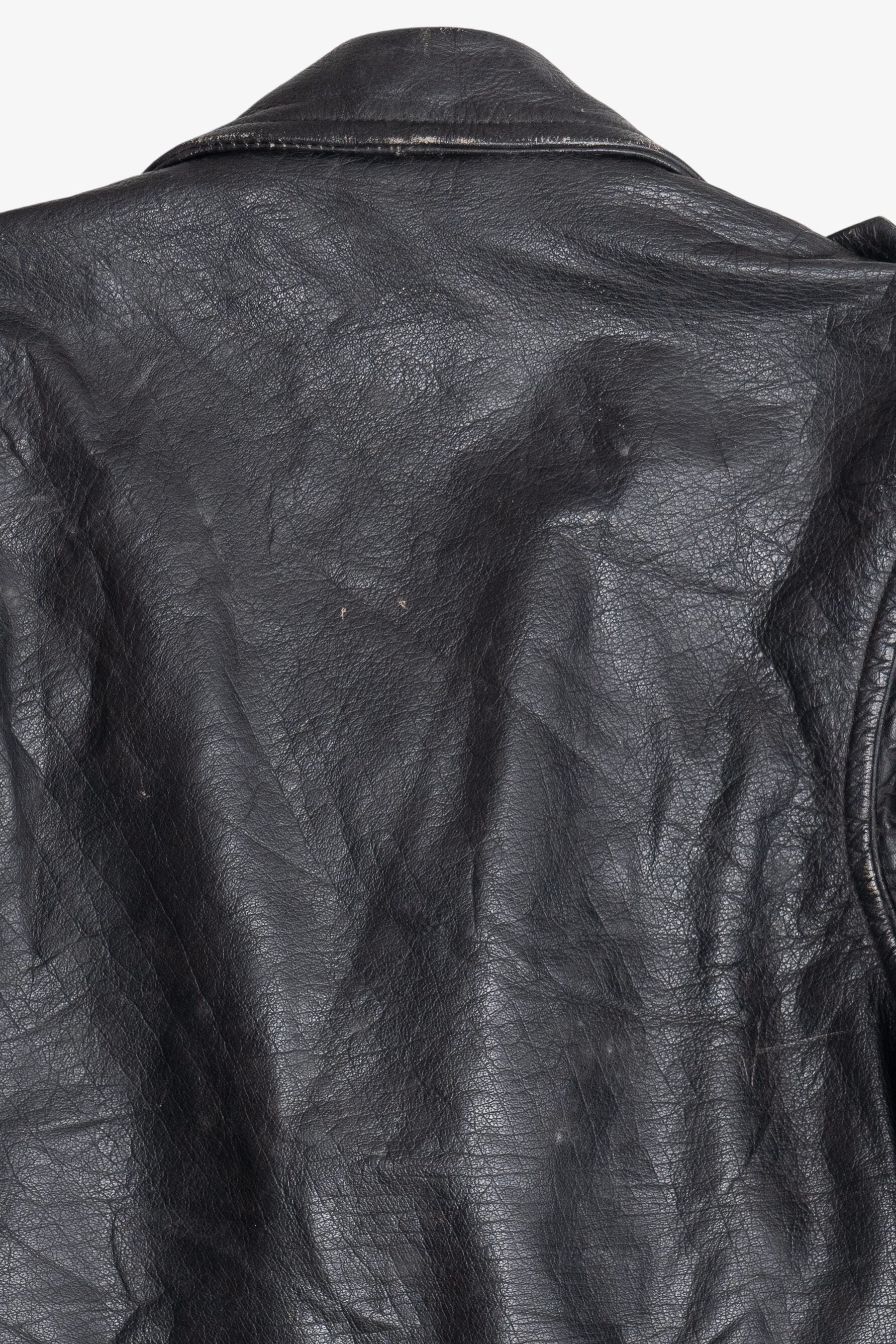 Vintage Unik International Inc. Distressed Leather Motorcycle Jacket (1990s)