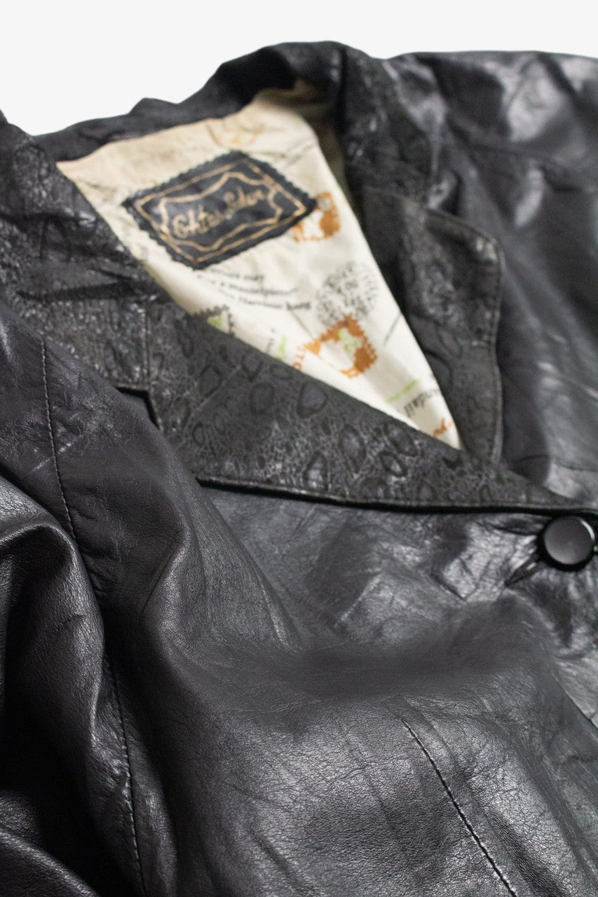 Short Collared Leather Jacket 254